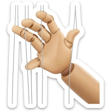 Puppeteer hand with strings sticker