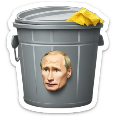 Putin in rubbish bin sticker