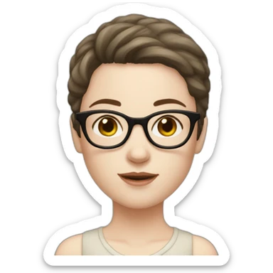 Girl with pale skin, short dark brown hair, glasses, ajd freckles  sticker