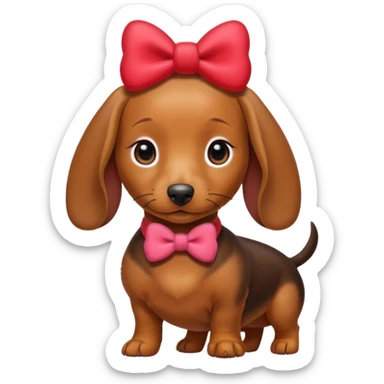 Female Dachshund with red hello kitty bow sticker