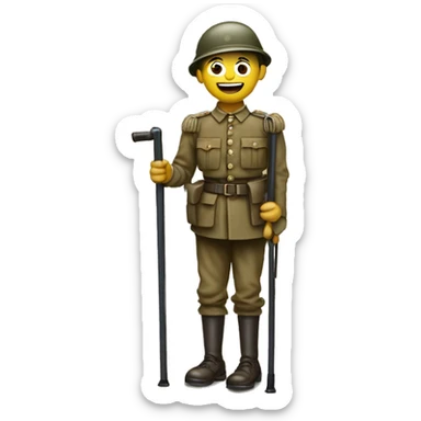 disabled ww1 soldie with amputation on crutches sticker