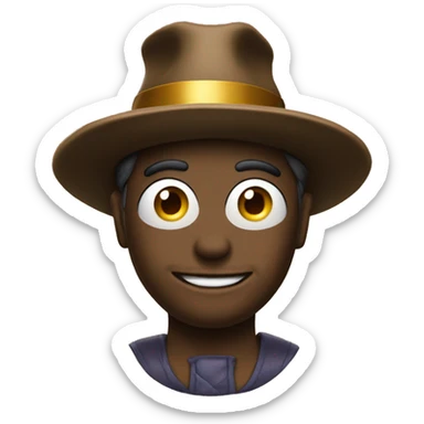 Chat botté avec les yeux de couleurs différentes et un chapeau doré  sticker