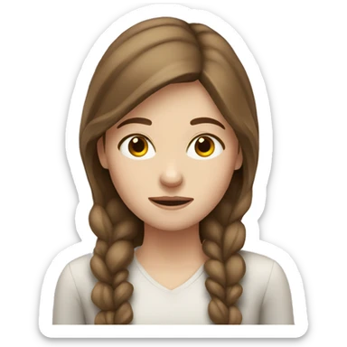 a white girl with brown hair tired sticker
