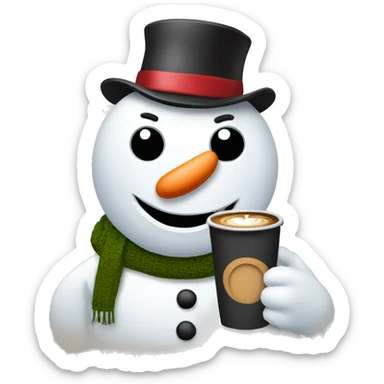 Snowman with a coffee  sticker