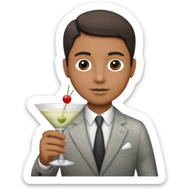 a pile of dust holding a martini sticker