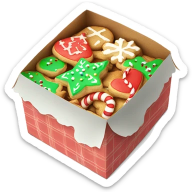 Box of Christmas cookies with colorful frosting  sticker