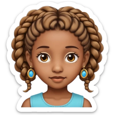 a brown skin ten year old girl with short twists  and moon earrings sticker