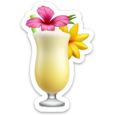 Pina colada with tropical flower sticker