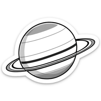 Planet Saturn with rings in monochrome grey colors sticker