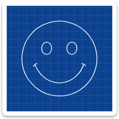 frame 10 with fully blue blueprint background with all grid lines drawn, smiley face unchanged sticker
