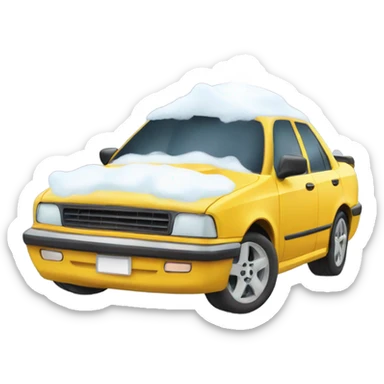 Car coughing out salt and snow sticker