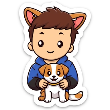 boy with puppy ears brown hair pale skin sticker