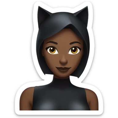 Catwoman black woman with black eyes and black cat ears sticker