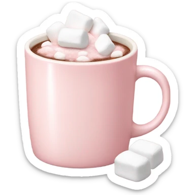 Light Pink mug of hot chocolate with marshmallows  sticker