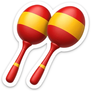 A pair of wooden maracas painted with bright red and yellow stripes.

 sticker