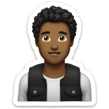 a guy with a blak culiy hair sticker