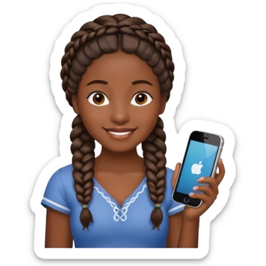 iphone 17 + a caribbean girl, no bathsuit just a regular girl with braid or nappy hair  sticker