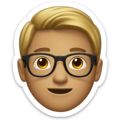a 20 year old man with round glasses sticker