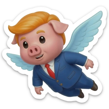 Flying pig looking like trump sticker