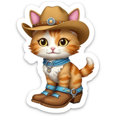 Cat with cowgirl boots sticker