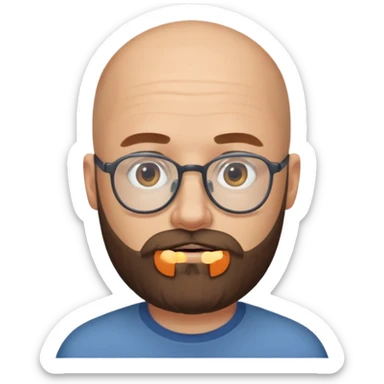 bald guy with glasses with boroda sticker