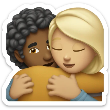 latina woman hugging a white guy with blond hair sticker
