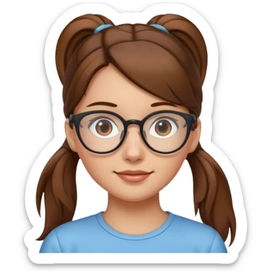 brown haired Ponytail Girl with Glasses sticker