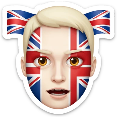half UK and half crazy face sticker