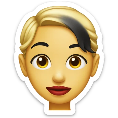 side profile with yellow skin with red lips and a black ponytail with black hyperpigmentation on her cheek sticker