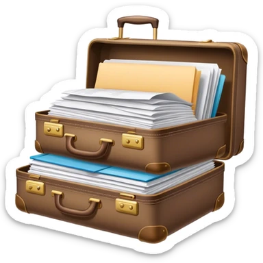 luggage filled with a lot of documents and papers sticker
