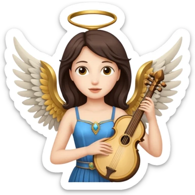 Muse of inspiration with wings and a lyre in her hand sticker