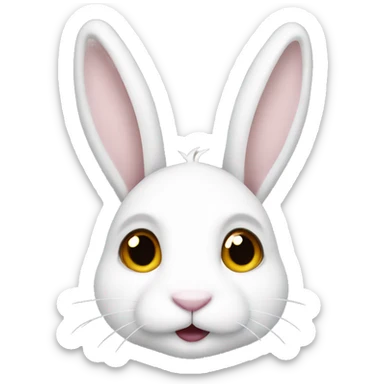 White bunny with brown ears Christmas  sticker