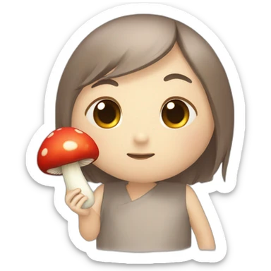 Kanao qui fait un calin a un Champignon sticker