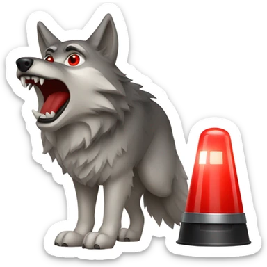 Wolf with a red light siren sticker