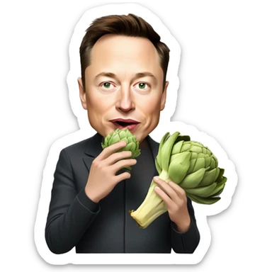 elon musk eating an artichoke sticker