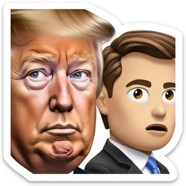 elon musk really close and facing to trump sticker