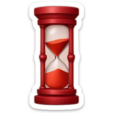 red hourglass with red sand with sans at the top only sticker