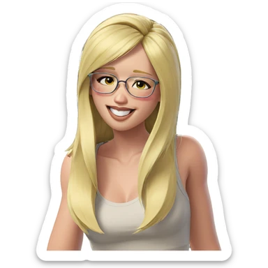 smiling blonde girl in glasses sticker