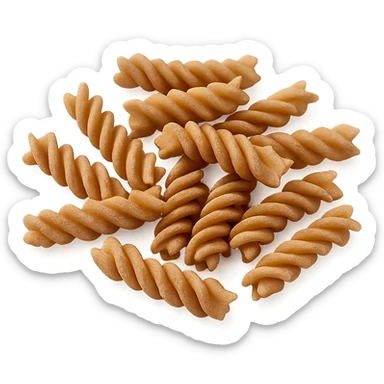 Realistic style loose integral fusilli pasta with natural details, no background. sticker