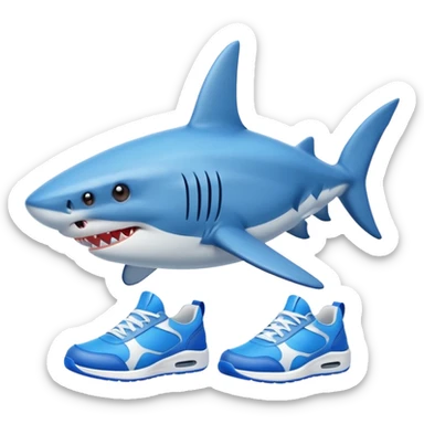Tiburon con unas deportivas azules sticker