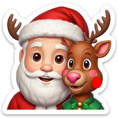 santa Rudolph hello sticker