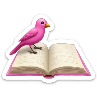 Book and pink bird sticker