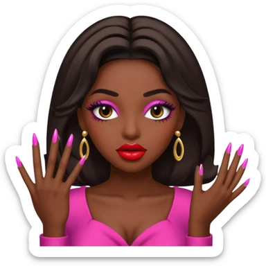 Material girl with big lips long eyelashes and long nails  sticker