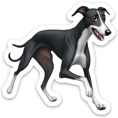 A black greyhound dog running  sticker