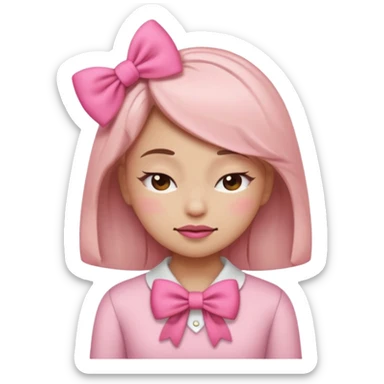 sassy girly emoji with pink bow, closed eyes, confident smirk



 sticker