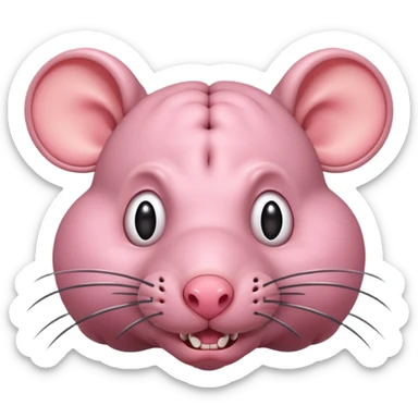 rat with a very large brain coming out of its head sticker