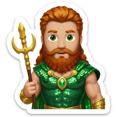 Hercules, God of Heroes from Gods and Goddesses with long ginger hair and beard, green and brown sequin outfit sticker