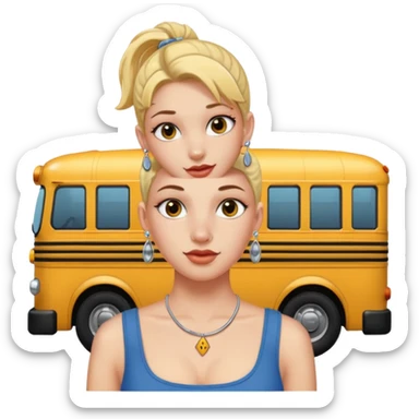 School bus earrings on pierced nipples sticker
