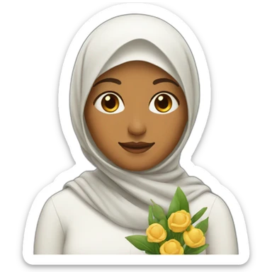 muslim woman with ios-emoji-flower on the nose sticker