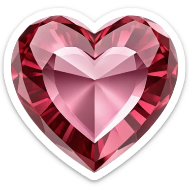 Hyperrealistic heart shaped detailed isolated 3d rendering Garnet Rose Quartz, 8k hd, 600 dpi sticker